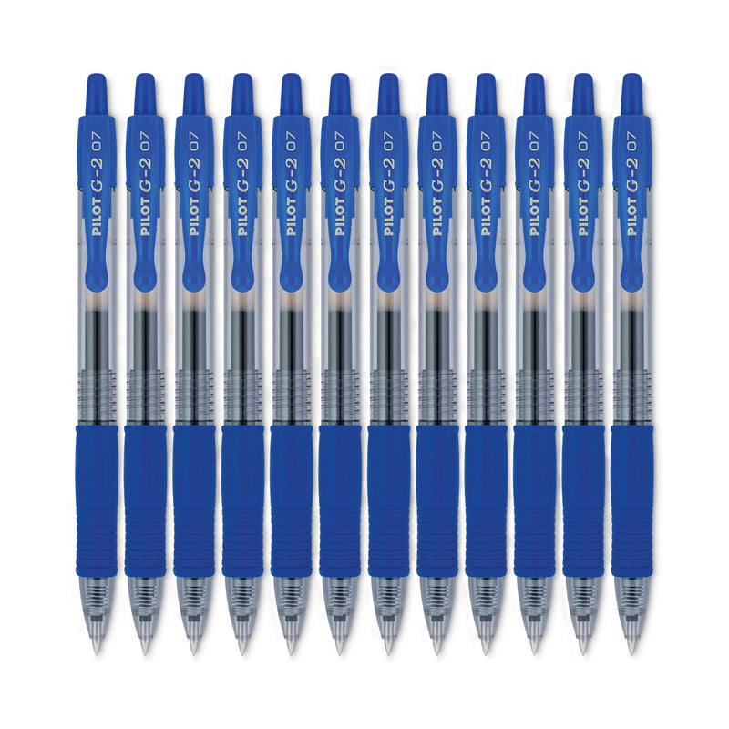 Pilot G2 Premium Gel Pen, Retractable, Fine 0.7 mm, Blue Ink, Smoke Barrel, 12/Pack