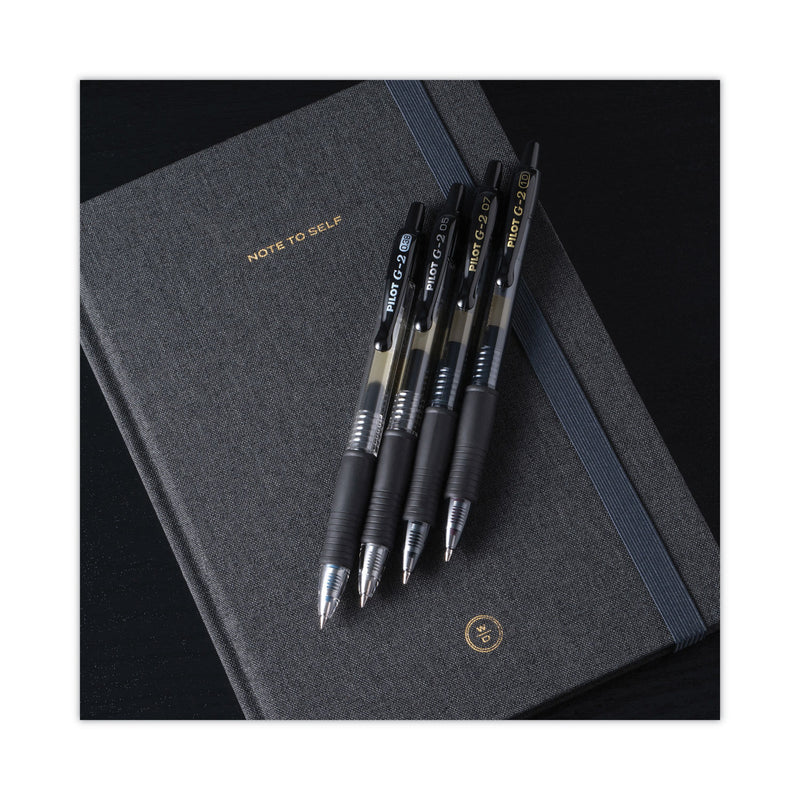 Pilot G2 Premium Gel Pen, Retractable, Fine 0.7 mm, Black Ink, Smoke Barrel, Dozen