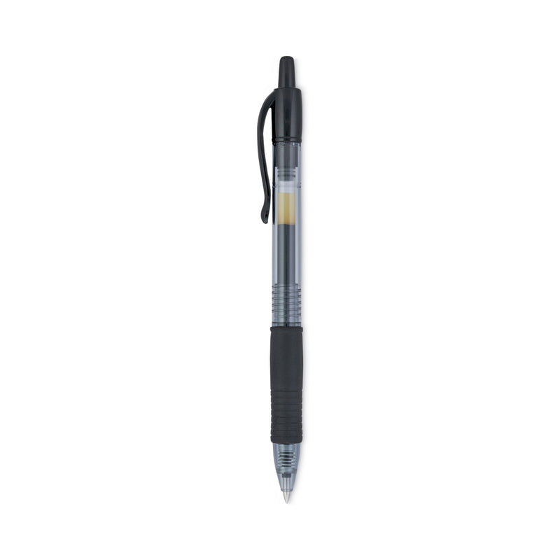 Pilot G2 Premium Gel Pen, Retractable, Fine 0.7 mm, Black Ink, Smoke Barrel, Dozen