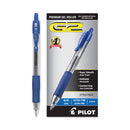 Pilot G2 Premium Gel Pen, Retractable, Extra-Fine 0.5 mm, Blue Ink, Smoke Barrel, Dozen
