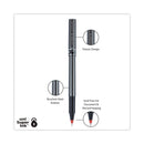 uniball Deluxe Roller Ball Pen, Stick, Micro 0.5 mm, Red Ink, Metallic Gray Barrel, Dozen