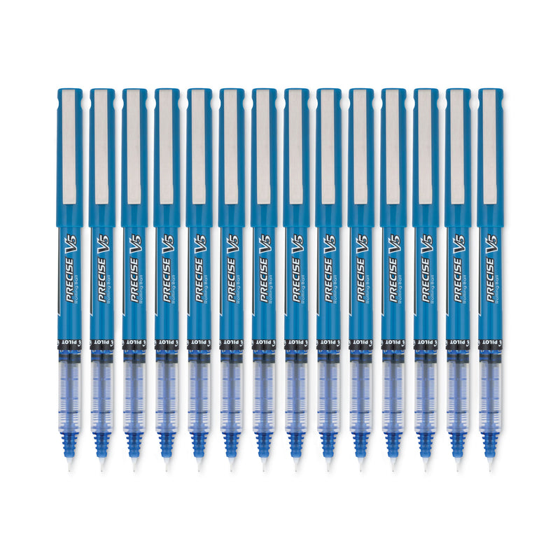 Pilot Precise V5 Roller Ball Pen, Stick, Extra-Fine 0.5 mm, Blue Ink, Blue Barrel, Dozen