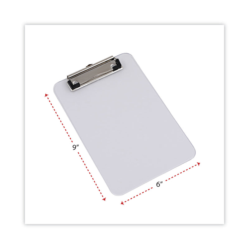 Universal Plastic Clipboard with Low Profile Clip, 0.5" Clip Capacity, Holds 5 x 8 Sheets, Clear