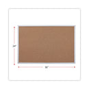 Universal Bulletin Board, Natural Cork, 36 x 24, Satin-Finished Aluminum Frame