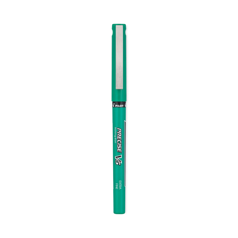 Pilot Precise V5 Roller Ball Pen, Stick, Extra-Fine 0.5 mm, Green Ink, Green Barrel, Dozen