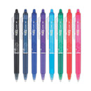 Pilot FriXion Clicker Erasable Gel Pen, Retractable, Fine 0.7 mm, Assorted Ink and Barrel Colors, 8/Pack