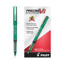 Pilot Precise V5 Roller Ball Pen, Stick, Extra-Fine 0.5 mm, Green Ink, Green Barrel, Dozen