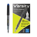 Pilot Varsity Fountain Pen, Medium 1 mm, Blue Ink, Gray Pattern Wrap
