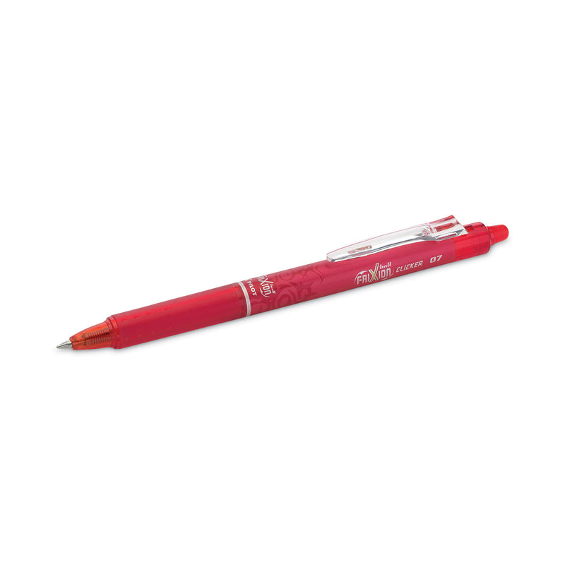 Pilot FriXion Clicker Erasable Gel Pen, Retractable, Fine 0.7 mm, Red Ink, Red Barrel
