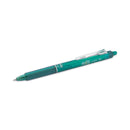 Pilot FriXion Clicker Erasable Gel Pen, Retractable, Fine 0.7 mm, Green Ink, Green Barrel, Dozen