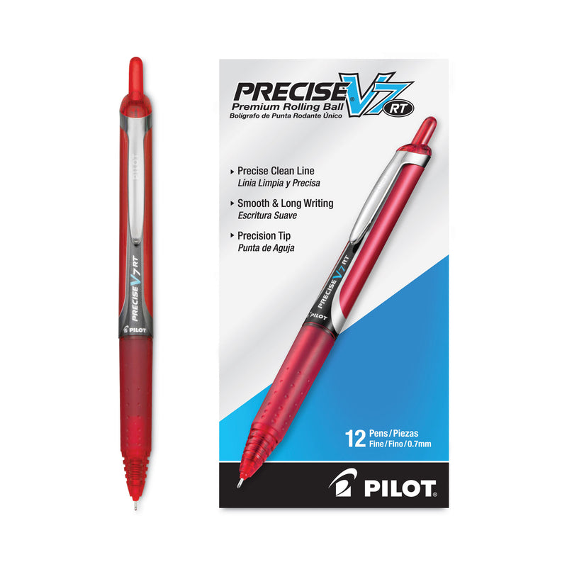Pilot Precise V7RT Roller Ball Pen, Retractable, Fine 0.7 mm, Red Ink, Red Barrel
