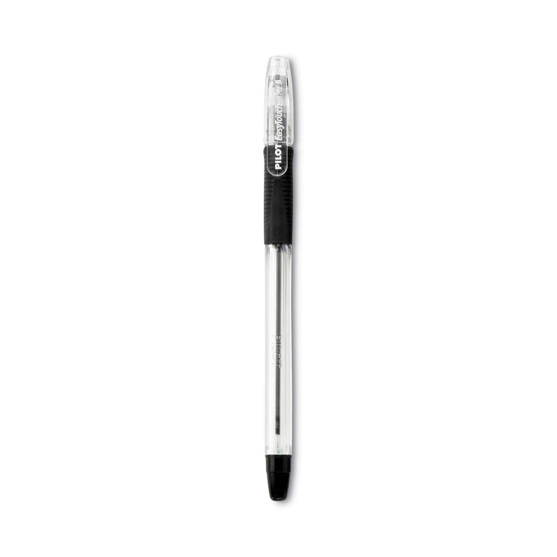 Pilot EasyTouch Ballpoint Pen, Stick, Medium 1 mm, Black Ink, Clear Barrel, Dozen