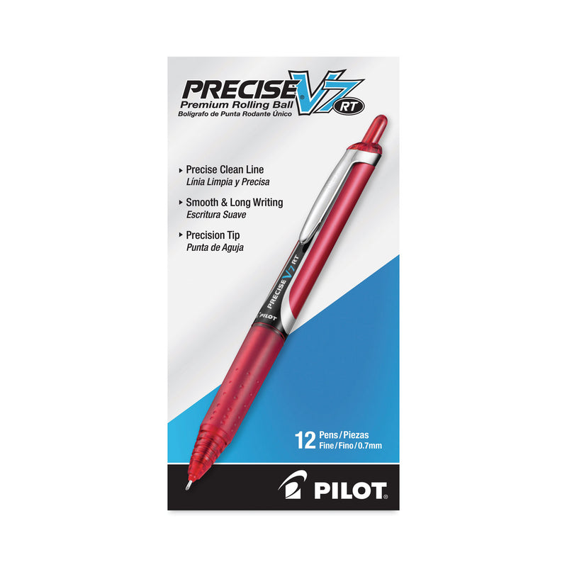 Pilot Precise V7RT Roller Ball Pen, Retractable, Fine 0.7 mm, Red Ink, Red Barrel