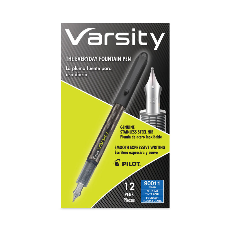 Pilot Varsity Fountain Pen, Medium 1 mm, Blue Ink, Gray Pattern Wrap