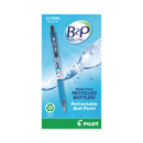 Pilot B2P Bottle-2-Pen Recycled Ballpoint Pen, Retractable, Fine 0.7 mm, Black Ink, Translucent Blue Barrel, Dozen