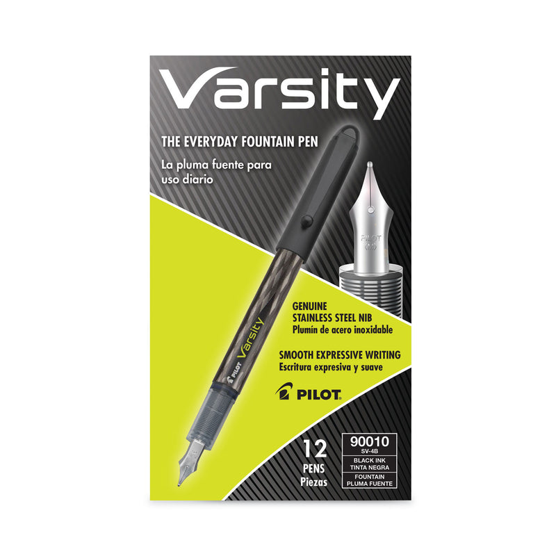 Pilot Varsity Fountain Pen, Medium 1 mm, Black Ink, Gray Pattern Wrap