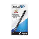 Pilot Precise V7 Roller Ball Pen, Stick, Fine 0.7 mm, Black Ink, Black Barrel, Dozen