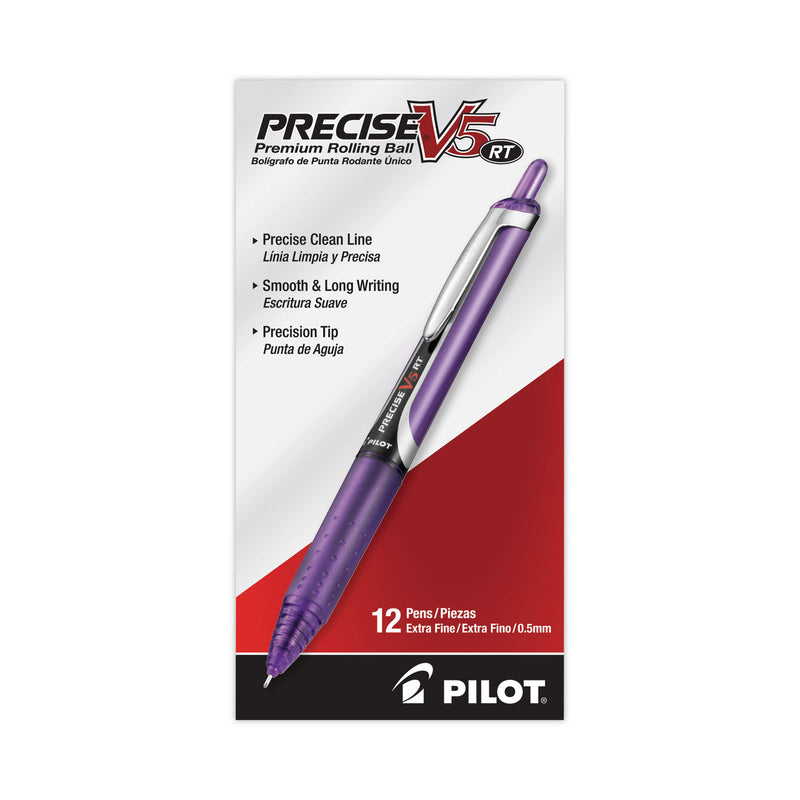 Pilot Precise V5RT Roller Ball Pen, Retractable, Extra-Fine 0.5 mm, Purple Ink, Purple Barrel