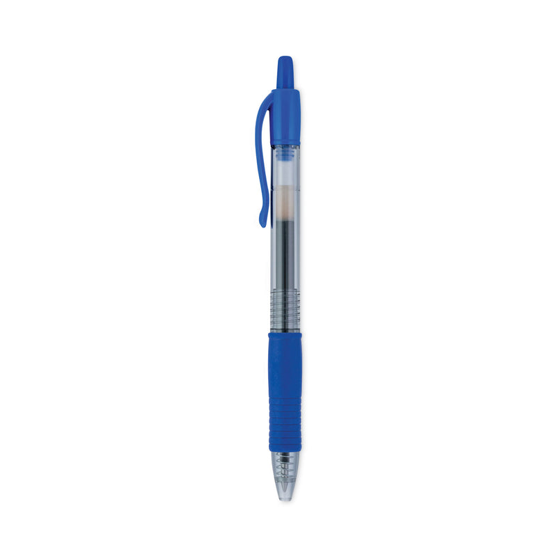 Pilot G2 Premium Gel Pen Convenience Pack, Retractable, Extra-Fine 0.38 mm, Blue Ink, Clear/Blue Barrel, Dozen