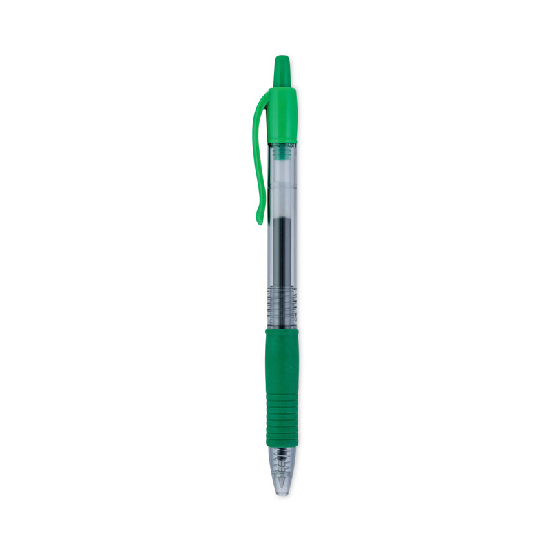 Pilot G2 Premium Gel Pen, Retractable, Extra-Fine 0.5 mm, Green Ink, Smoke Barrel, Dozen