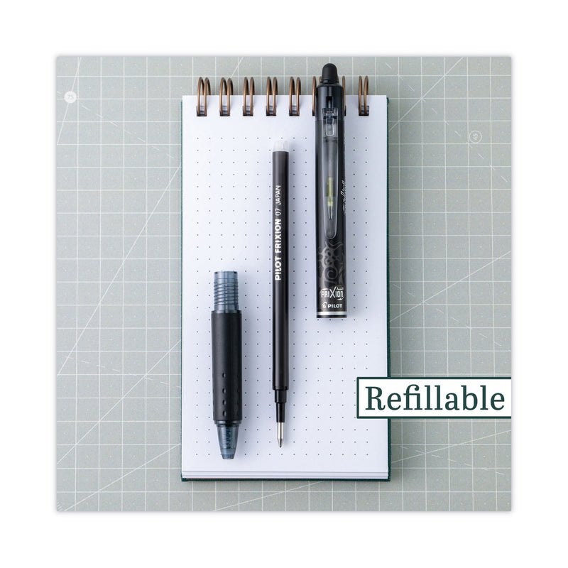 Pilot FriXion Clicker Erasable Gel Pen, Retractable, Fine 0.7 mm, Assorted Ink and Barrel Colors, 8/Pack