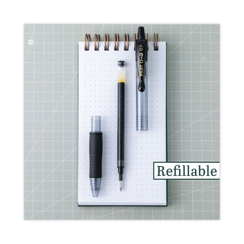 Pilot G2 Premium Gel Pen, Retractable, Fine 0.7 mm, Black Ink, Smoke Barrel, 2/Pack
