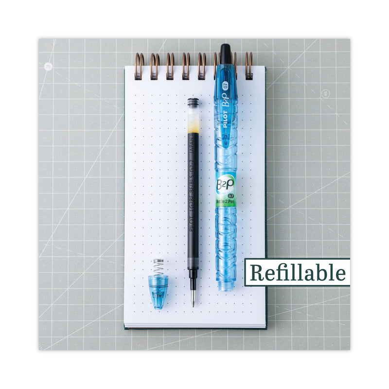 Pilot B2P Bottle-2-Pen Recycled Gel Pen, Retractable, Fine 0.7 mm, Blue Ink, Translucent Blue Barrel