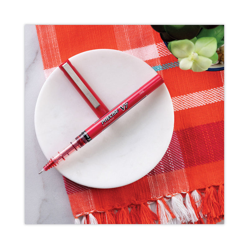 Pilot Precise V7 Roller Ball Pen, Stick, Fine 0.7 mm, Blue Ink, Blue Barrel, Dozen