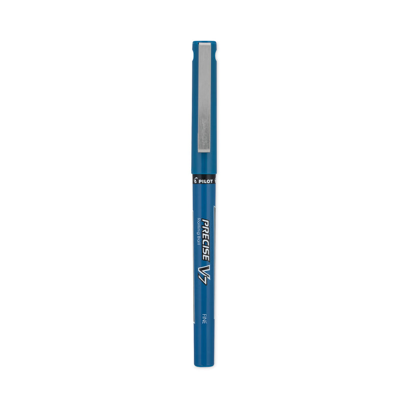 Pilot Precise V7 Roller Ball Pen, Stick, Fine 0.7 mm, Blue Ink, Blue Barrel, Dozen