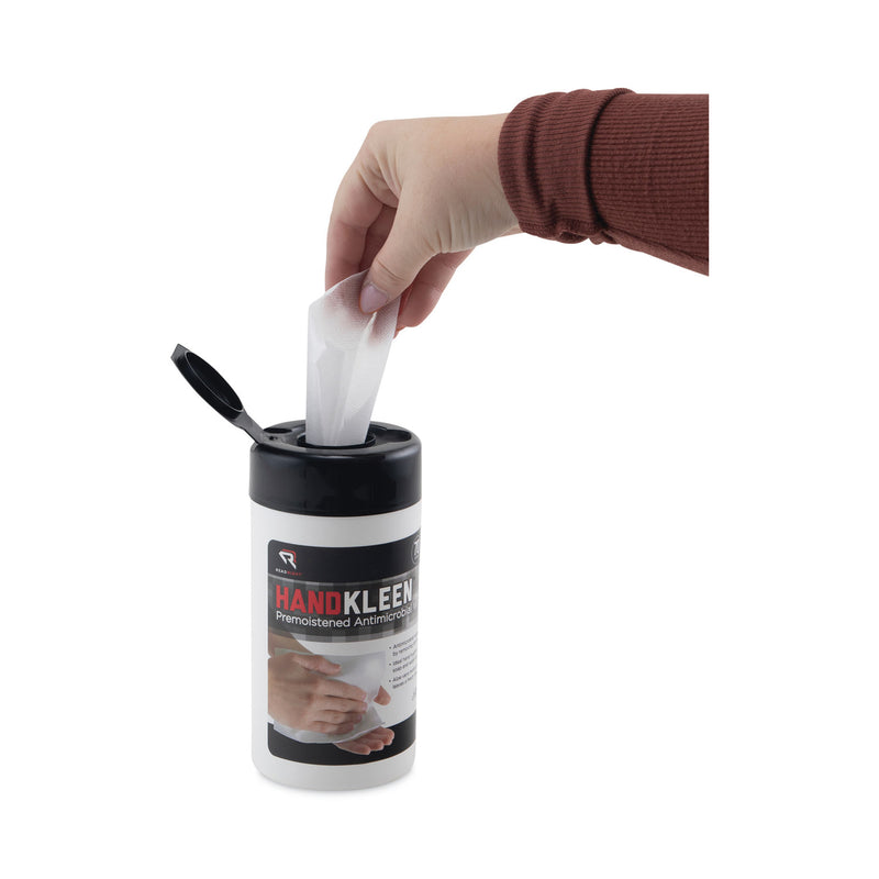 Read Right HandKleen Premoistened Antibacterial Wipes, Cloth, 5.5 x 6.5, 70/Tub
