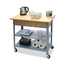 Vertiflex Countertop Serving Cart, Wood, 3 Shelves, 3 Drawers, 35.5" x 19.75" x 34.25", Oak/Gray