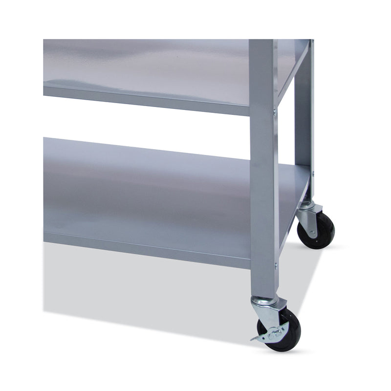 Vertiflex Countertop Serving Cart, Wood, 3 Shelves, 3 Drawers, 35.5" x 19.75" x 34.25", Oak/Gray