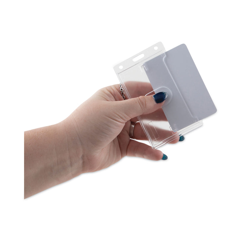 Advantus Frosted Two-Card Rigid Badge Holders, Vertical, Frosted 2.5" x 4.13" Holder, 2.13" x 3.38" Insert, 25/Box