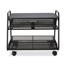 Safco Onyx Under Desk Machine Stand, Metal, 1 Shelf, 1 Drawer, 1 Bin, 100 lb Capacity, 21" x 16" x 17.5", Black