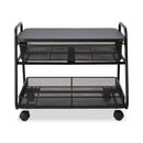 Safco Onyx Under Desk Machine Stand, Metal, 1 Shelf, 1 Drawer, 1 Bin, 100 lb Capacity, 21" x 16" x 17.5", Black