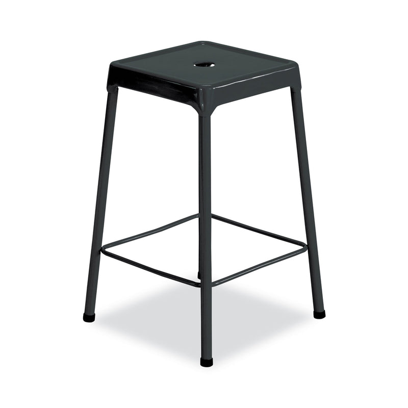 Safco Counter-Height Steel Stool, Backless, Supports Up to 250 lb, 25" Seat Height, Black