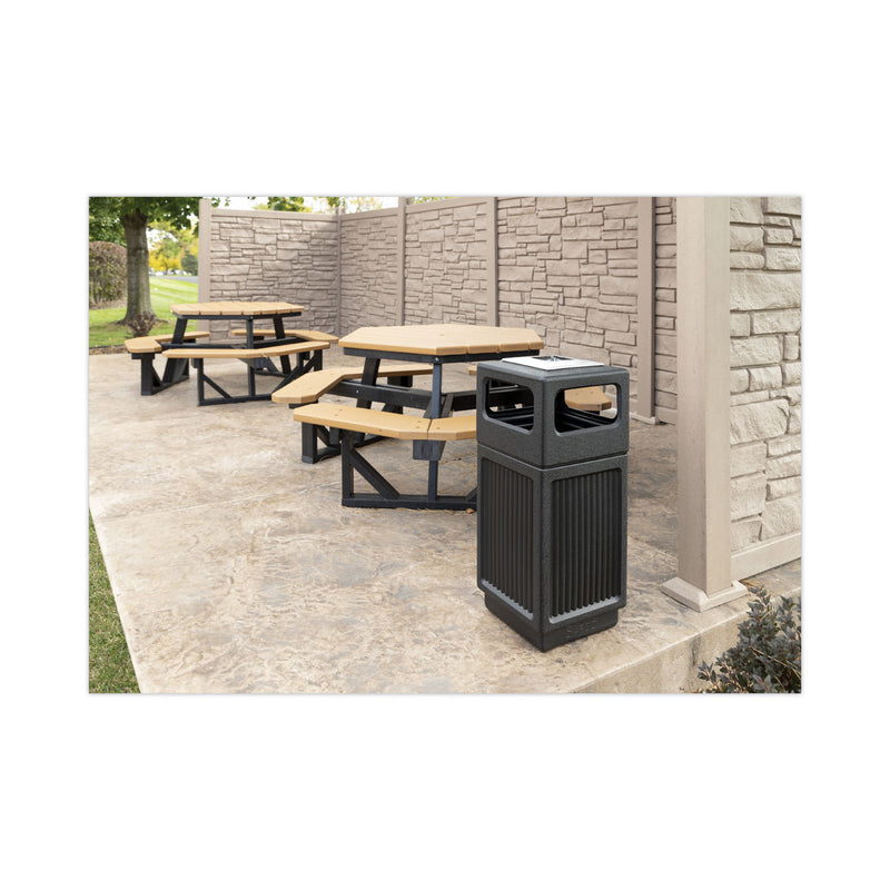 Safco Canmeleon Ash/Trash Receptacle, Square, Polyethylene, 15 gal, Textured Black