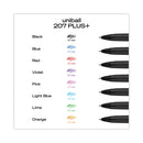 uniball 207 Plus+ Gel Pen, Retractable, Medium 0.7 mm, Assorted Ink Colors, Black Barrel, 6/Pack