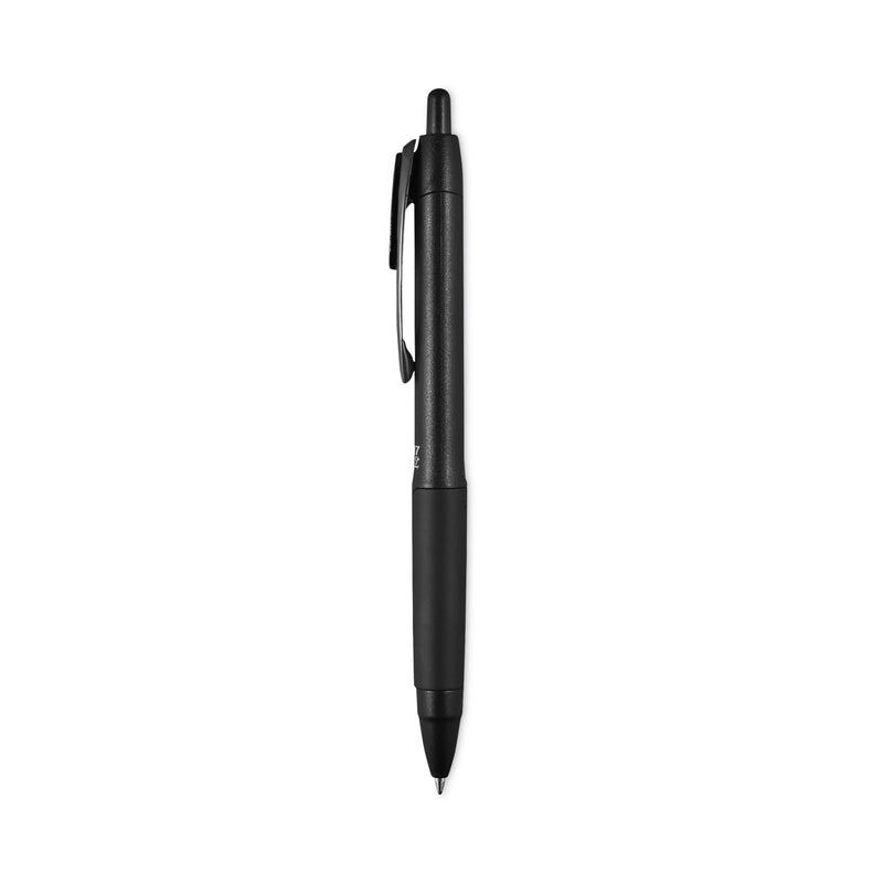 uniball 207 Plus+ Gel Pen, Retractable, Medium 0.7 mm, Black Ink, Black Barrel, Dozen