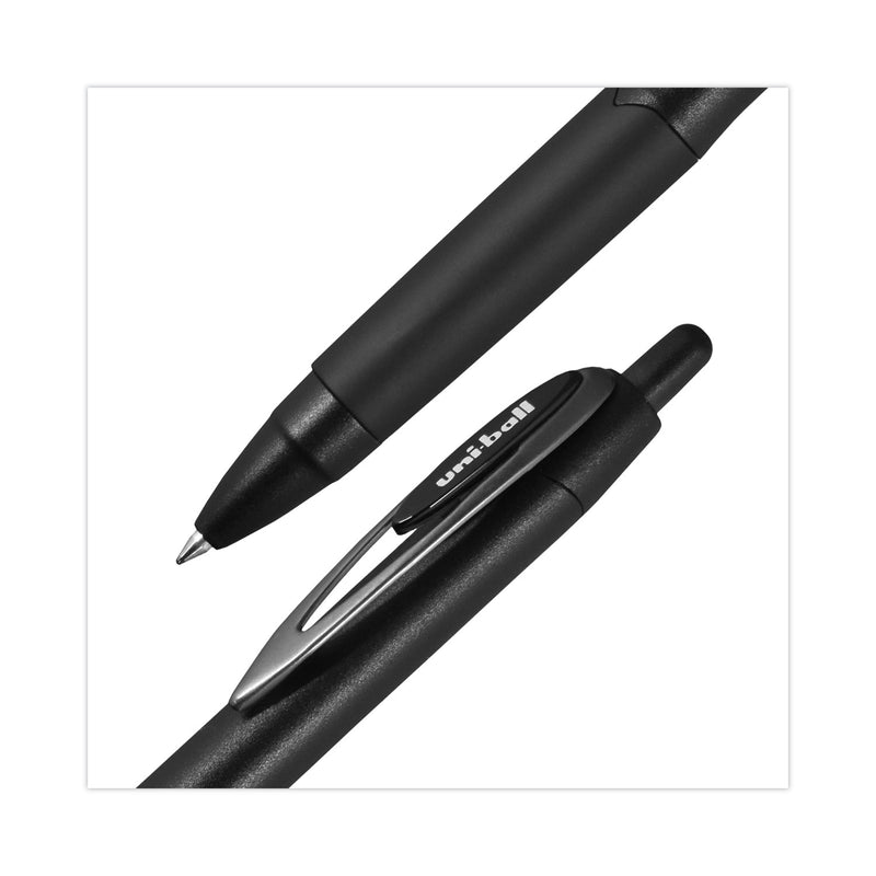 uniball 207 Plus+ Gel Pen, Retractable, Medium 0.7 mm, Black Ink, Black Barrel, Dozen