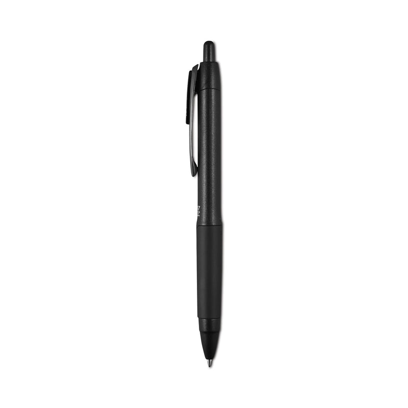 uniball 207 Plus+ Gel Pen, Retractable, Medium 0.7 mm, Blue Ink, Black Barrel, Dozen