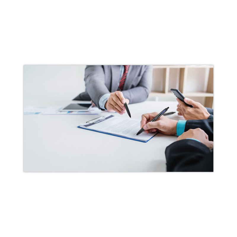 uniball 207 Plus+ Gel Pen, Retractable, Medium 0.7 mm, Blue Ink, Black Barrel, Dozen