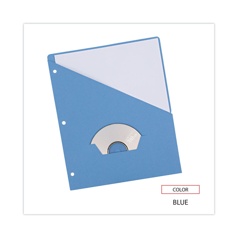 Universal Slash-Cut Pockets for Three-Ring Binders, Jacket, Letter, 11 Pt., Blue, 10/Pack