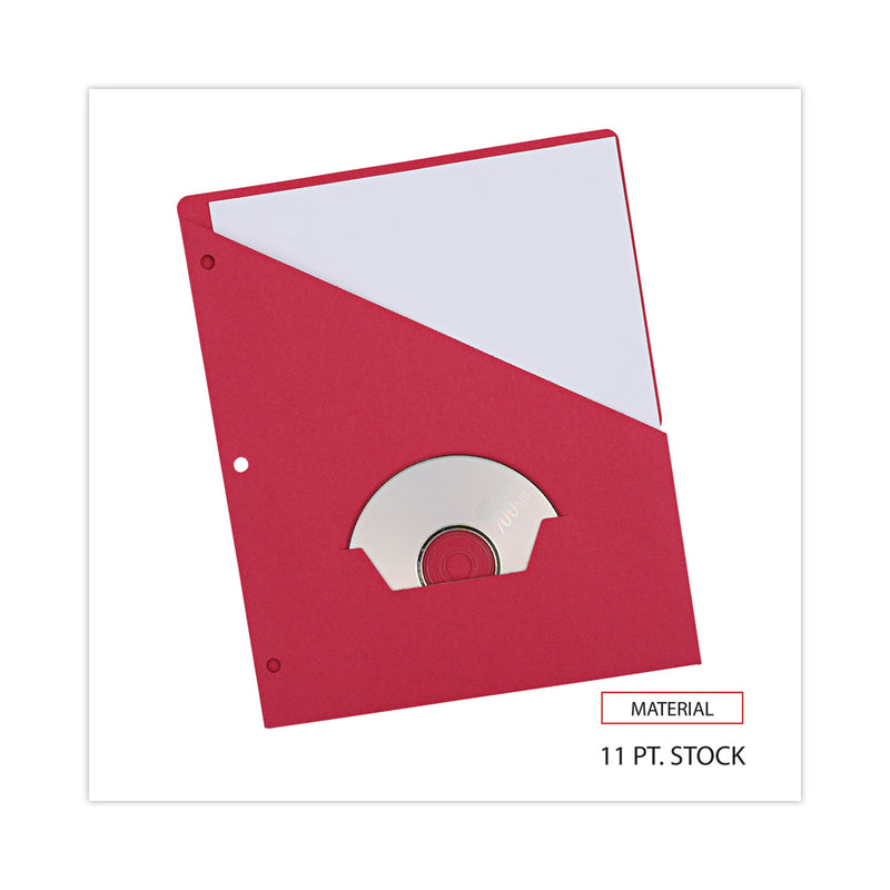 Universal Slash-Cut Pockets for Three-Ring Binders, Jacket, Letter, 11 Pt., 8.5 x 11, Red, 10/Pack