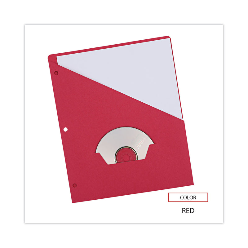 Universal Slash-Cut Pockets for Three-Ring Binders, Jacket, Letter, 11 Pt., 8.5 x 11, Red, 10/Pack
