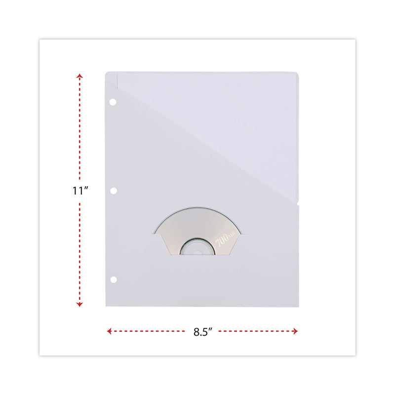 Universal Slash-Cut Pockets for Three-Ring Binders, Jacket, Letter, 11 Pt., 9.75 x 11.75, White, 10/Pack