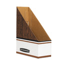 Bankers Box Corrugated Cardboard Magazine File, 4 x 9 x 11.5, Wood Grain, 12/Carton