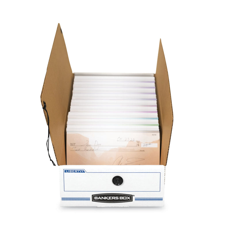 Bankers Box LIBERTY Check and Form Boxes, 6.25" x 24" x 4.5", White/Blue, 12/Carton
