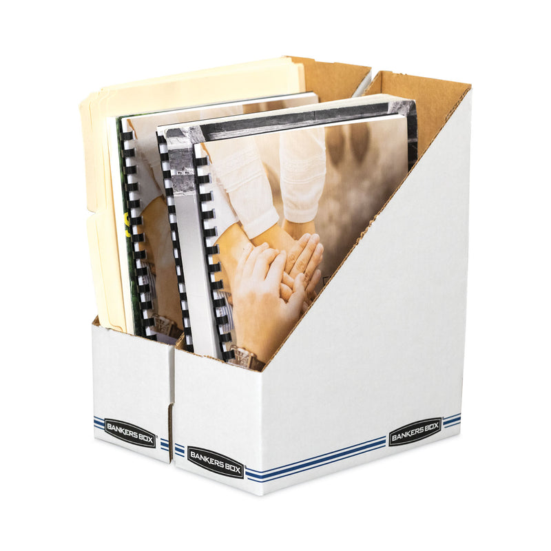 Bankers Box Stor/File Corrugated Magazine File, 4 x 9.25 x 11.75, White, 12/Carton