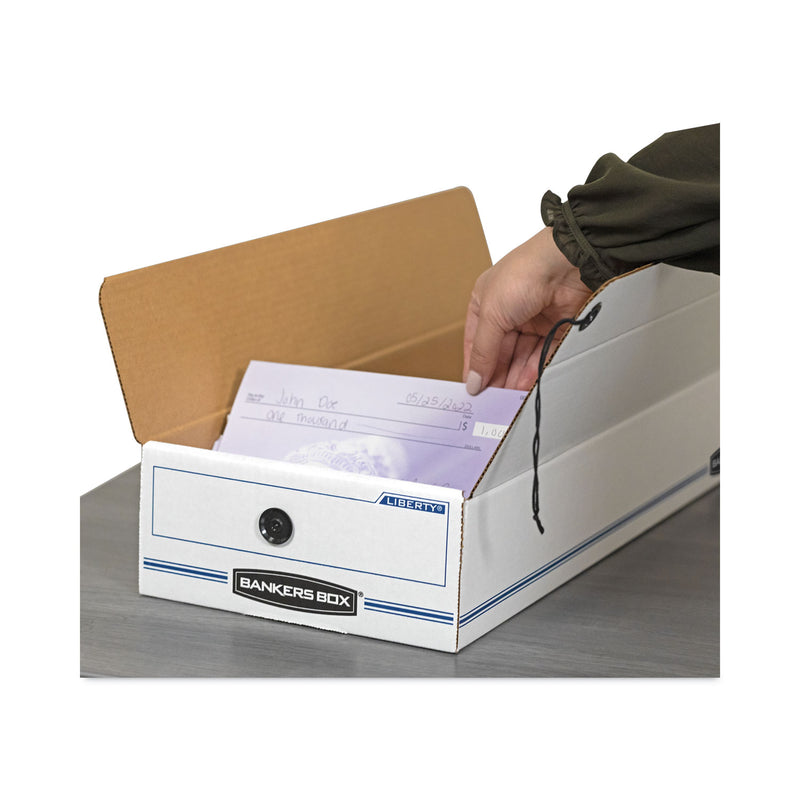Bankers Box LIBERTY Check and Form Boxes, 9.25" x 23.75" x 4.25", White/Blue, 12/Carton